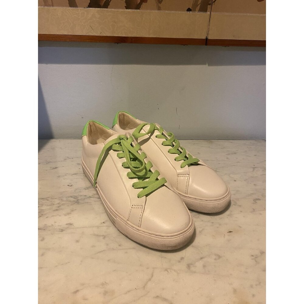 Kurt Geiger Shoes Womens Size 9.5 White Green Lace Up Low Top Casual Sneakers